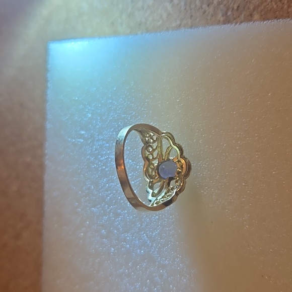 10KT Yellowgold Filigree ring with an oval cut Iolite stone sz 6 - Picture 5 of 5